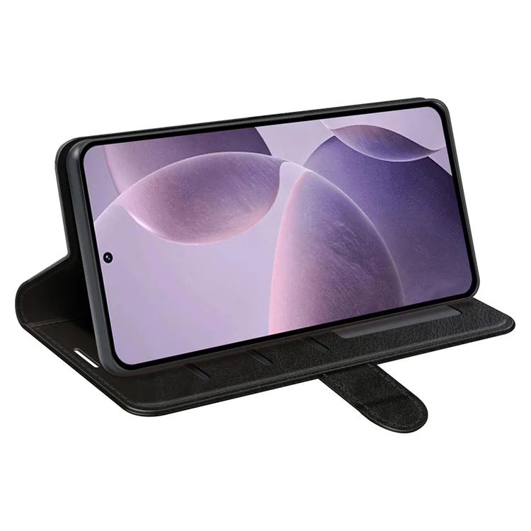 Für Xiaomi Poco F6 Pro 5G / Redmi K70 5G / K70 Pro 5G Hülle Crazy Horse Textur Lederbrieftasche Folie Cover - Schwarz