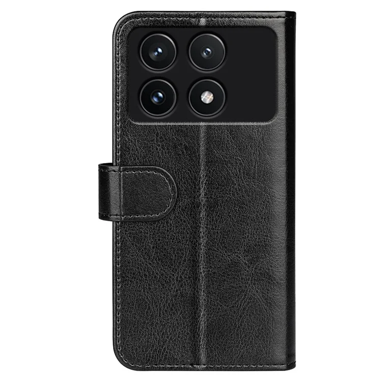 Für Xiaomi Poco F6 Pro 5G / Redmi K70 5G / K70 Pro 5G Hülle Crazy Horse Textur Lederbrieftasche Folie Cover - Schwarz