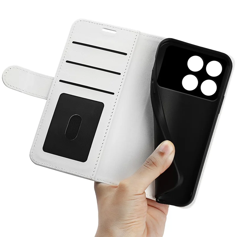For Xiaomi Poco F6 Pro 5G / Redmi K70 5G / K70 Pro 5G Case Crazy Horse Texture Leather Wallet Folio Cover - White