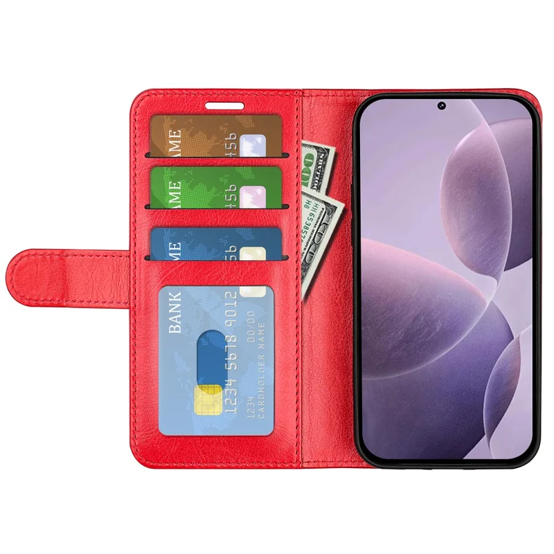 Pour Xiaomi Poco F6 Pro 5G / Redmi K70 5G / K70 Pro 5G Étui Crazy Horse Texture Leather Wallet Folio Cover - Rouge