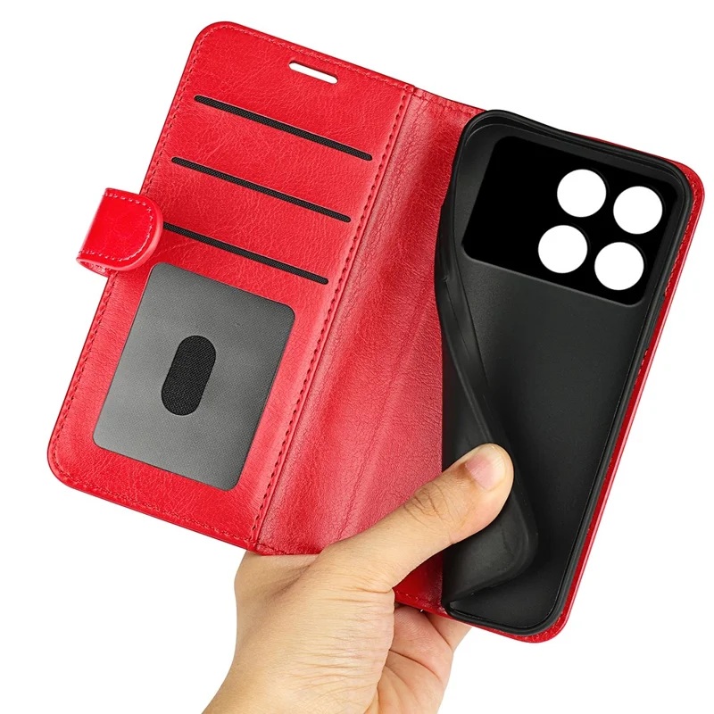 Pour Xiaomi Poco F6 Pro 5G / Redmi K70 5G / K70 Pro 5G Étui Crazy Horse Texture Leather Wallet Folio Cover - Rouge
