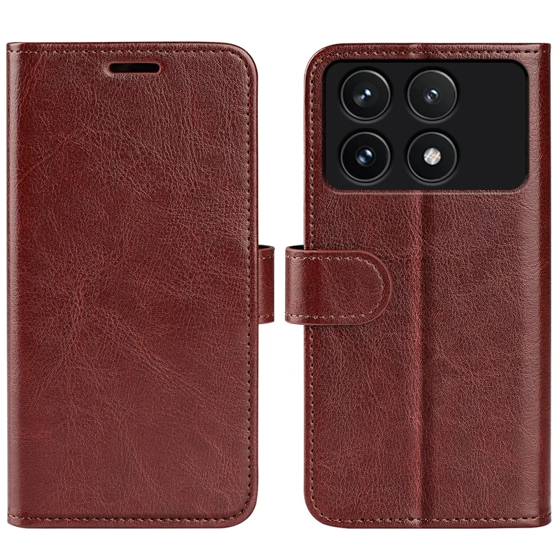 For Xiaomi Poco F6 Pro 5G / Redmi K70 5G / K70 Pro 5G Case Crazy Horse Texture Leather Wallet Folio Cover - Brown