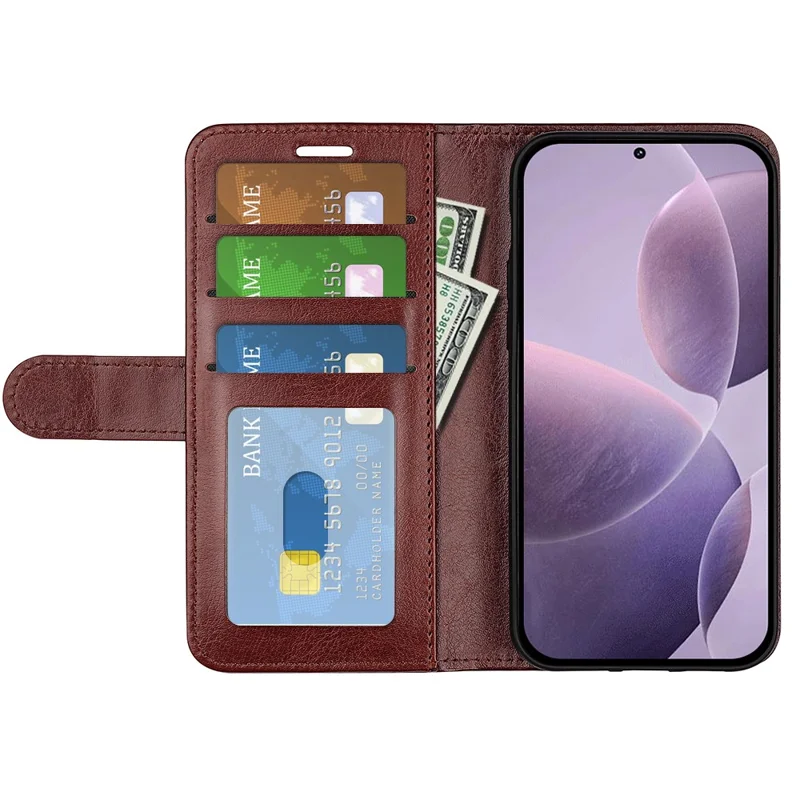 For Xiaomi Poco F6 Pro 5G / Redmi K70 5G / K70 Pro 5G Case Crazy Horse Texture Leather Wallet Folio Cover - Brown