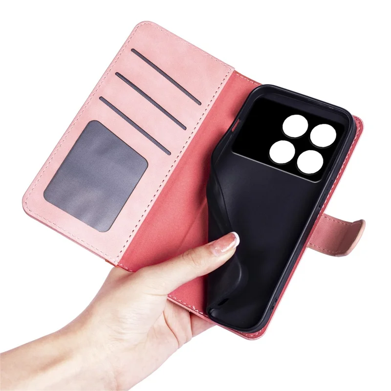 Per Xiaomi Poco F6 Pro 5G / Redmi K70 5G / K70 Pro 5G Custodia in Pelle con Funzione di Stand, Colore Sfumato Portafoglio Cover - Rosa
