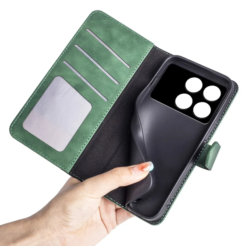 Para Xiaomi Poco F6 Pro 5G / Redmi K70 5G / K70 Pro 5G Capa de Couro com Função de Suporte Colorida - Verde