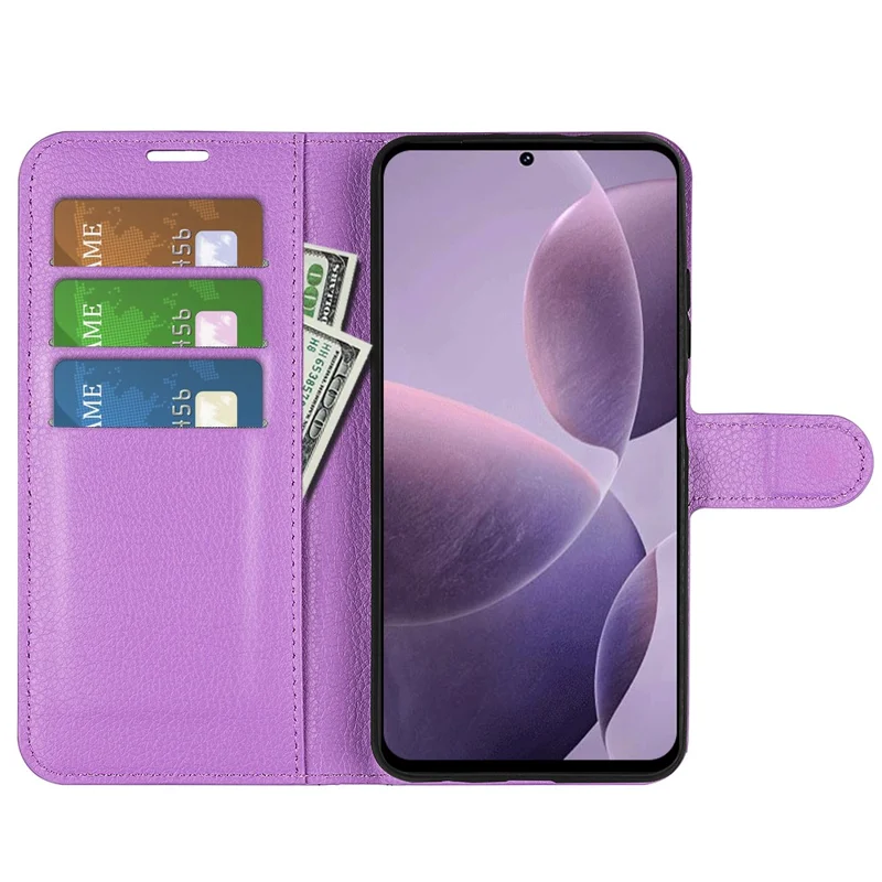 Per Xiaomi Poco F6 Pro 5G / Redmi K70 5G / K70 Pro 5G Cover in pelle PU con slot per schede e supporto - Viola