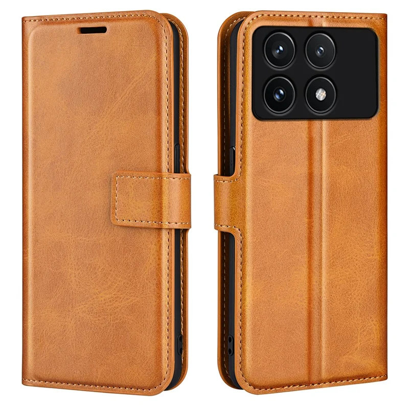 For Xiaomi Poco F6 Pro 5G / Redmi K70 5G / K70 Pro 5G Case PU Leather Shock Absorbing Phone Cover - Yellow