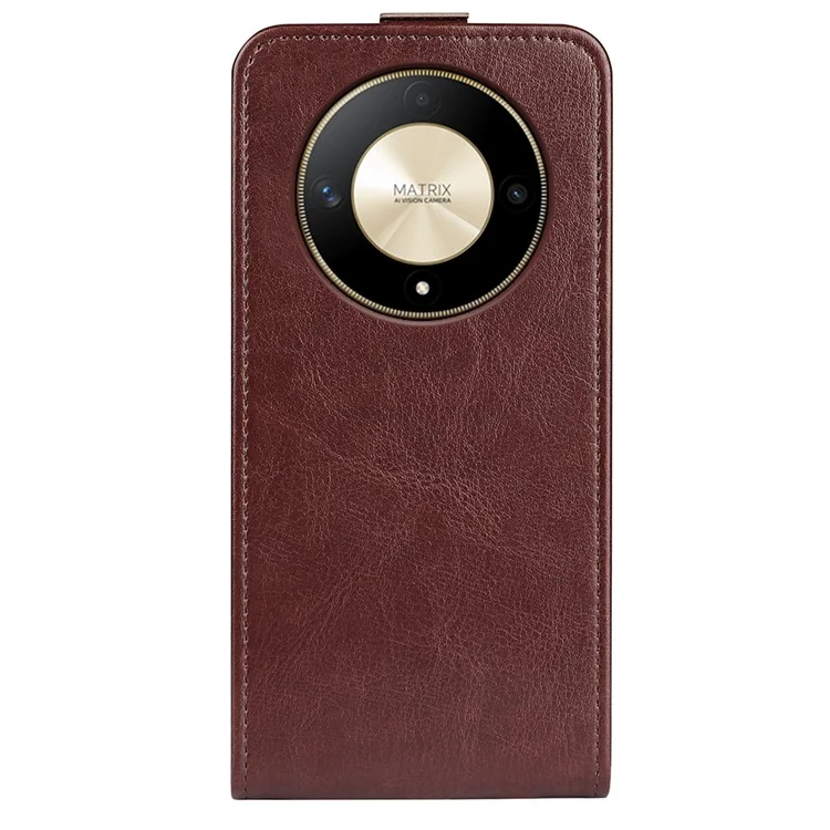 For Honor X50 5G / X9b 5G / Magic6 Lite 5G Case with Card Slot Vertical Flip Leather Phone Cover - Brown