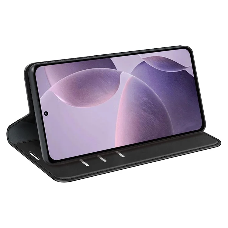 Para Xiaomi Poco F6 Pro 5G / Redmi K70 5G / K70 Pro 5G Funda Protectora de Piel de PU con Soporte Plegable - Negro