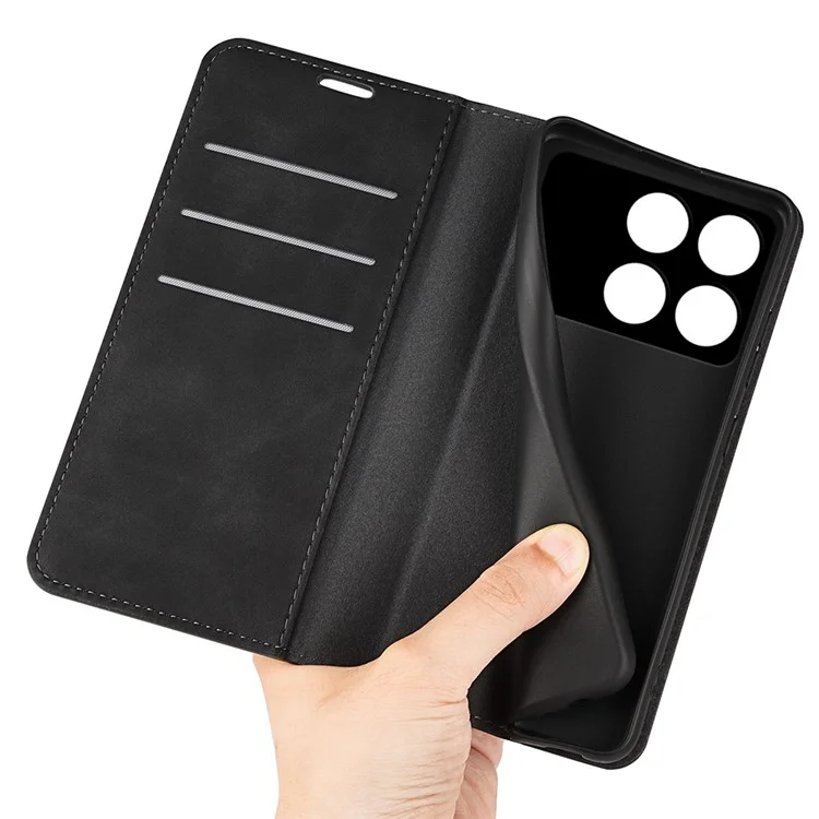 Para Xiaomi Poco F6 Pro 5G / Redmi K70 5G / K70 Pro 5G Funda Protectora de Piel de PU con Soporte Plegable - Negro