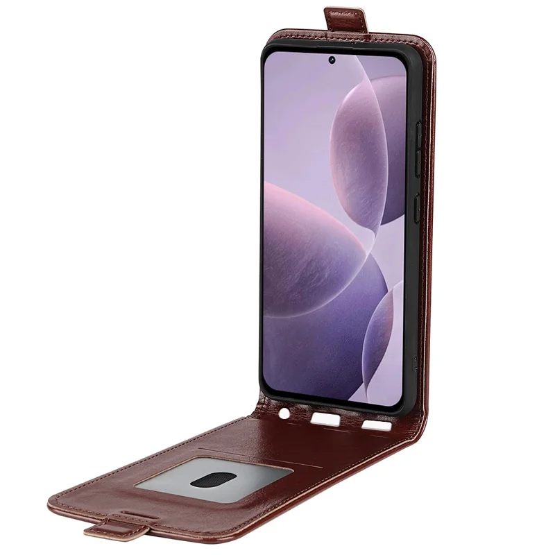 For Xiaomi Poco F6 Pro 5G / Redmi K70 5G / K70 Pro 5G Leather Cover Vertical Flip Crazy Horse Texture Phone Case - Brown