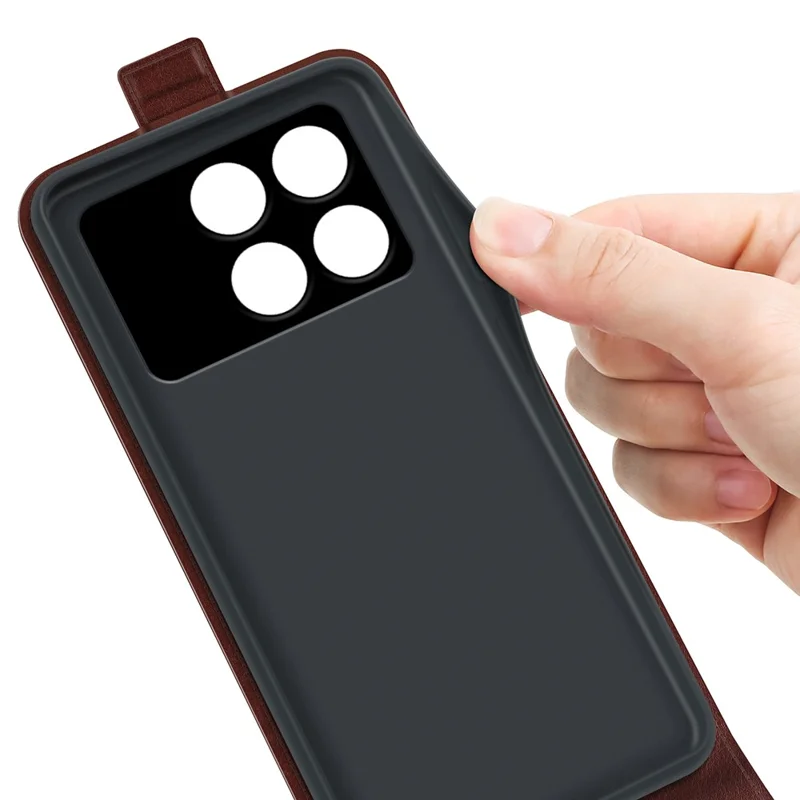 For Xiaomi Poco F6 Pro 5G / Redmi K70 5G / K70 Pro 5G Leather Cover Vertical Flip Crazy Horse Texture Phone Case - Brown