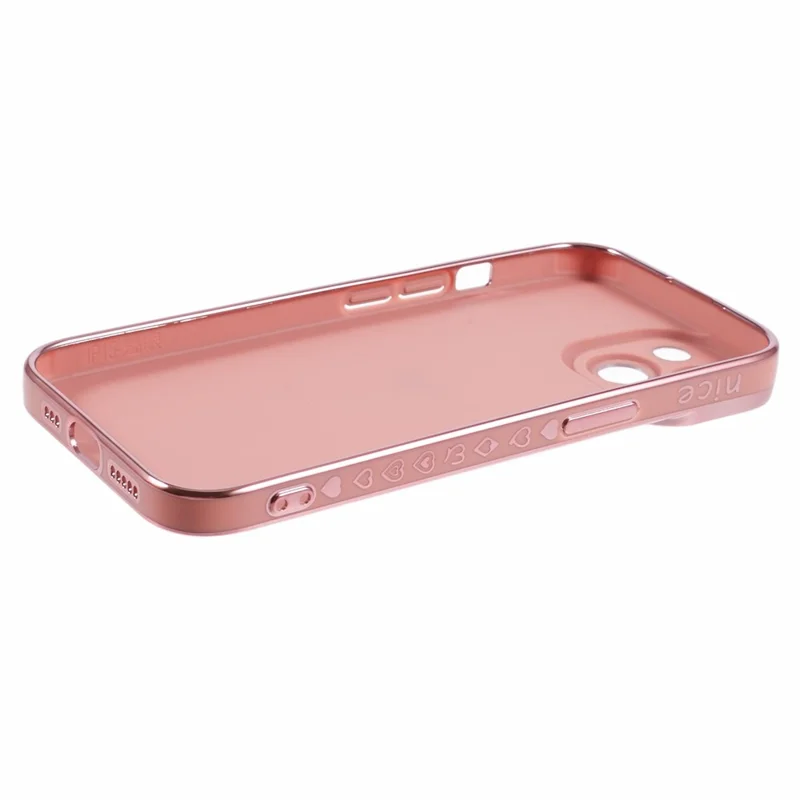 For iPhone 15 Plus TPU Case 6D Electroplating Love Heart Phone Cover - Pink
