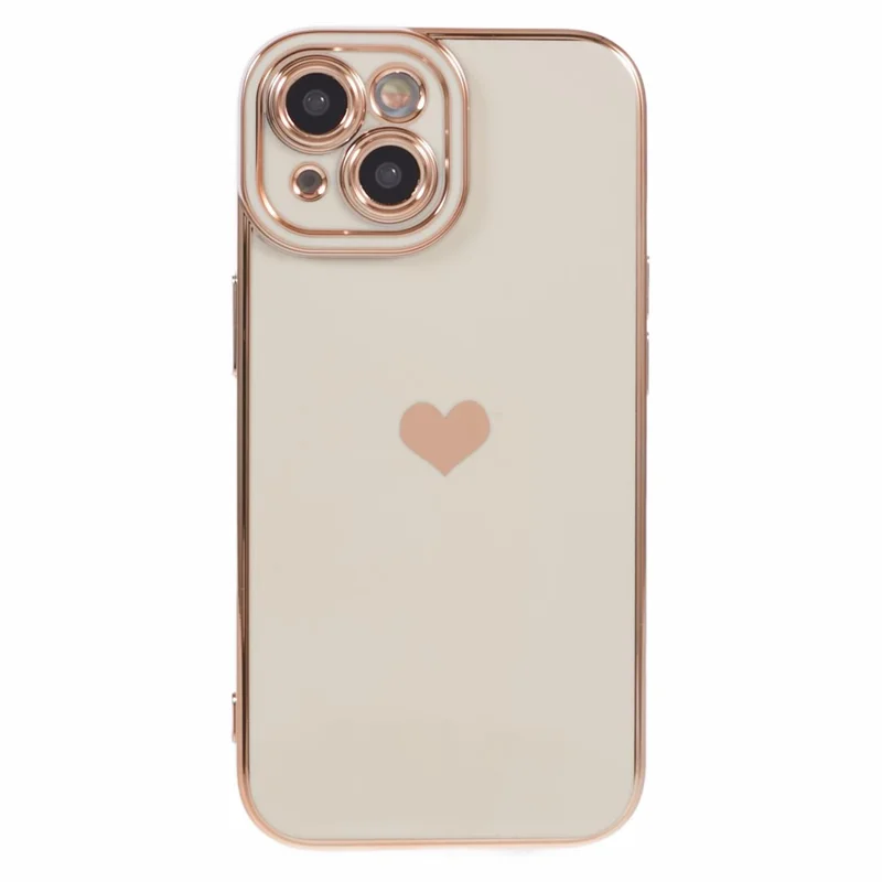 Coque TPU pour iPhone 15 Plus 6D Électroplaquée Cœur d'Amour Housse de Téléphone - Blanc