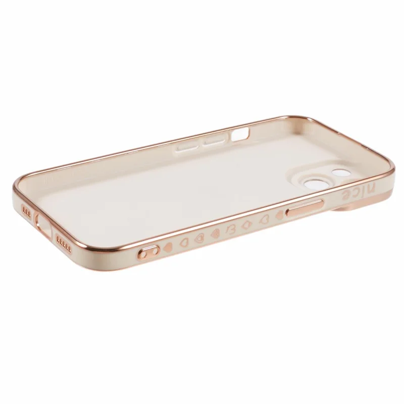 Coque TPU pour iPhone 15 Plus 6D Électroplaquée Cœur d'Amour Housse de Téléphone - Blanc