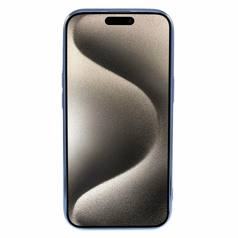 For iPhone 15 Slim TPU Case 6D Electroplating Love Heart Anti-Drop Phone Cover - Blue
