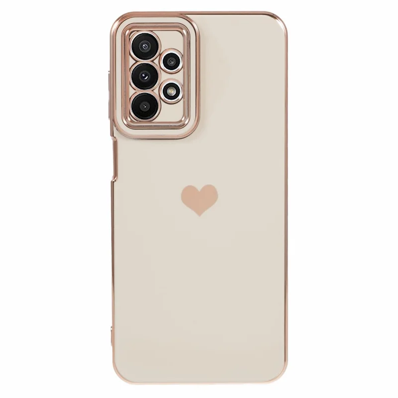 For Samsung Galaxy A23 4G / A23 5G (Global Version) Case 6D Electroplating Love Heart TPU Phone Cover - White