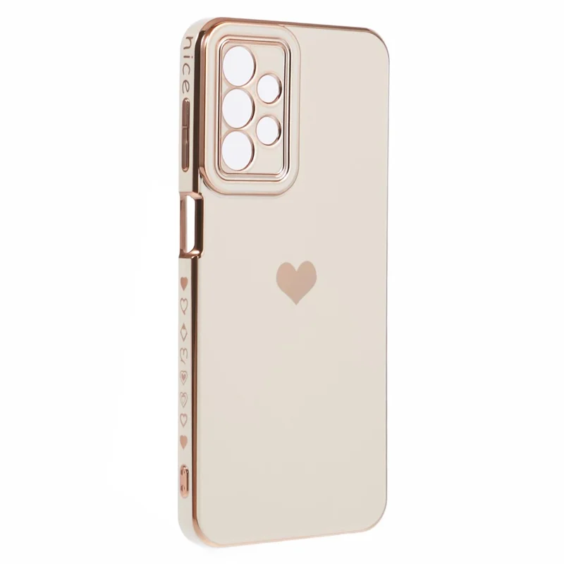 For Samsung Galaxy A23 4G / A23 5G (Global Version) Case 6D Electroplating Love Heart TPU Phone Cover - White