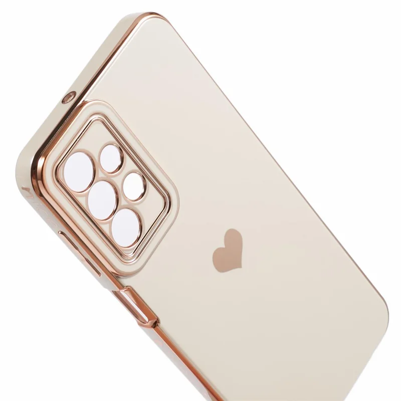 For Samsung Galaxy A23 4G / A23 5G (Global Version) Case 6D Electroplating Love Heart TPU Phone Cover - White