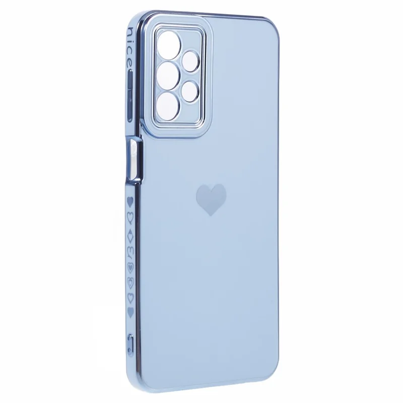 Pour Samsung Galaxy A23 4G / A23 5G (Version Mondiale) Étui 6D Électroplaquage Cœur D'amour Coque Téléphone TPU - Bleu