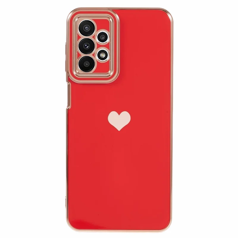 For Samsung Galaxy A23 4G / A23 5G (Global Version) Case 6D Electroplating Love Heart TPU Phone Cover - Red
