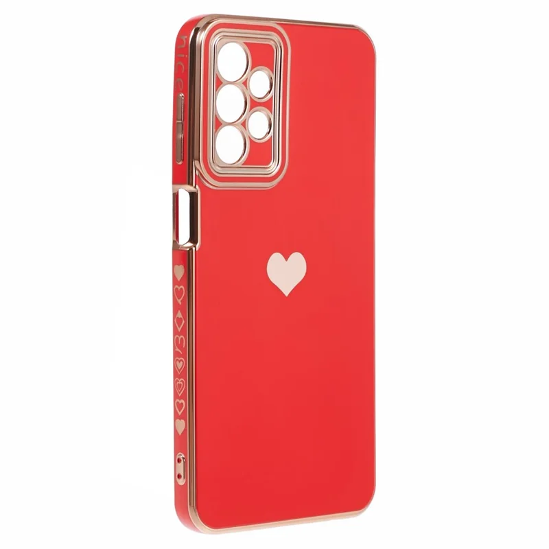 For Samsung Galaxy A23 4G / A23 5G (Global Version) Case 6D Electroplating Love Heart TPU Phone Cover - Red