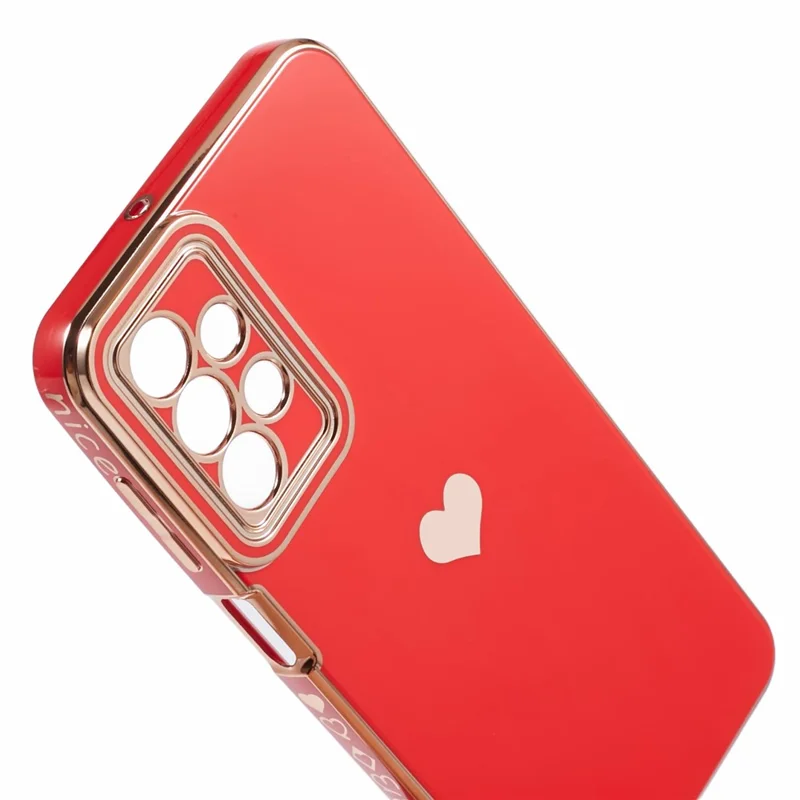 For Samsung Galaxy A23 4G / A23 5G (Global Version) Case 6D Electroplating Love Heart TPU Phone Cover - Red
