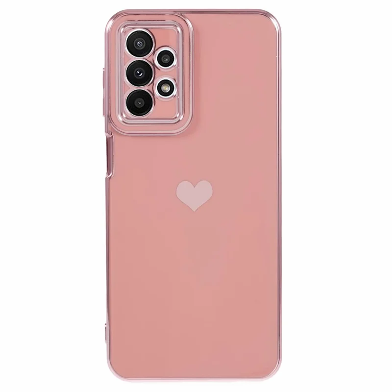 For Samsung Galaxy A23 4G / A23 5G (Global Version) Case 6D Electroplating Love Heart TPU Phone Cover - Pink