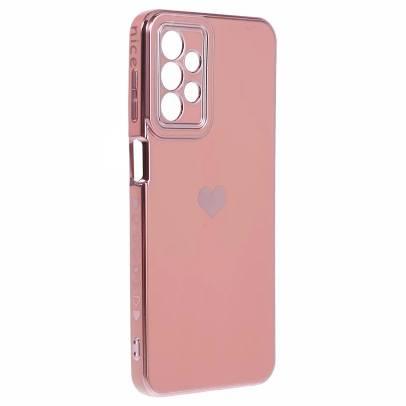 For Samsung Galaxy A23 4G / A23 5G (Global Version) Case 6D Electroplating Love Heart TPU Phone Cover - Pink