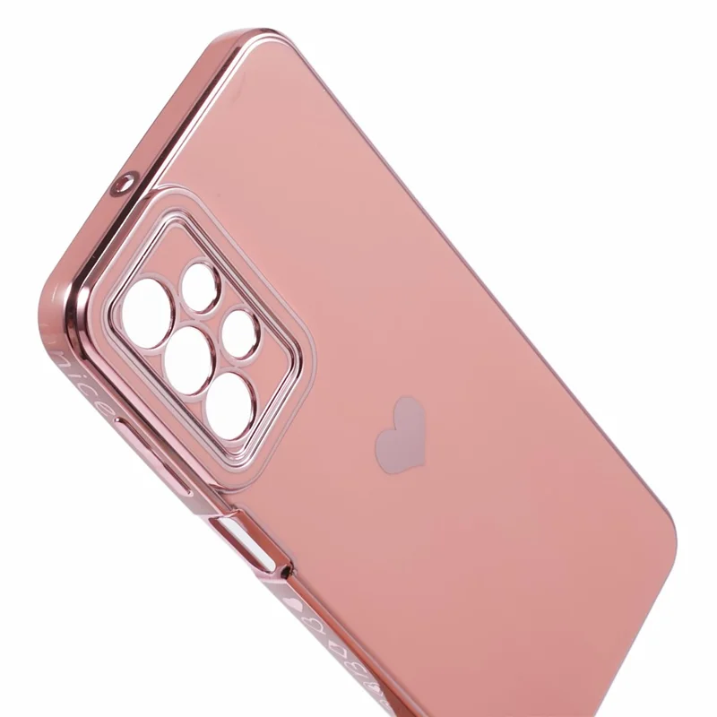 For Samsung Galaxy A23 4G / A23 5G (Global Version) Case 6D Electroplating Love Heart TPU Phone Cover - Pink