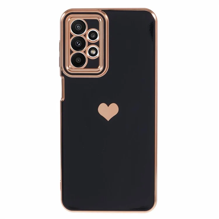 For Samsung Galaxy A13 4G TPU Case 6D Electroplating Love Heart Anti-Dorp Phone Cover - Black