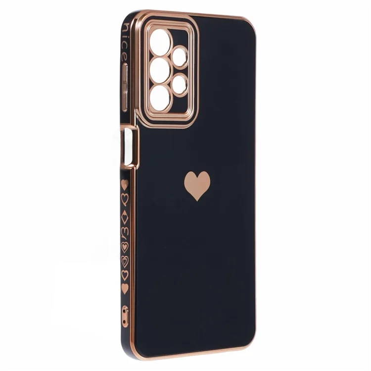 For Samsung Galaxy A13 4G TPU Case 6D Electroplating Love Heart Anti-Dorp Phone Cover - Black