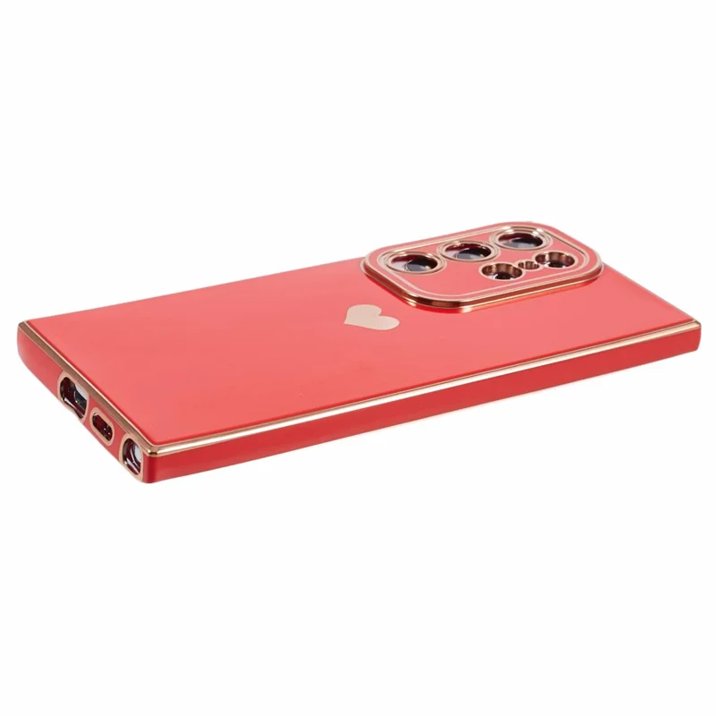 For Samsung Galaxy S24 Ultra TPU Case 6D Electroplating Love Heart Protective Phone Cover - Red