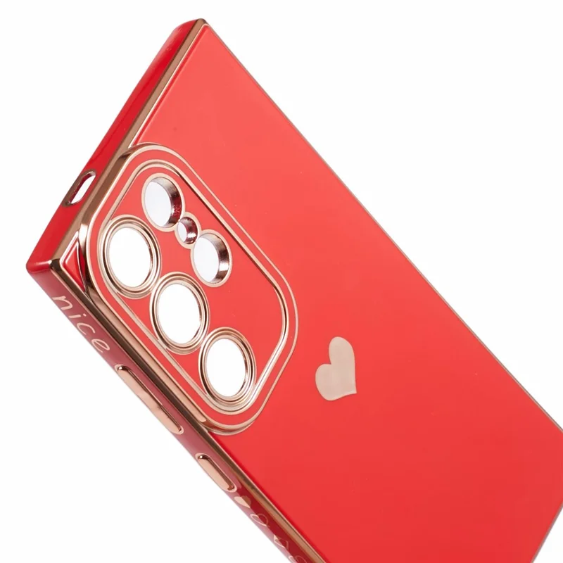 For Samsung Galaxy S24 Ultra TPU Case 6D Electroplating Love Heart Protective Phone Cover - Red
