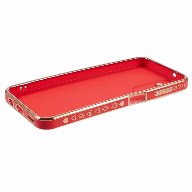 Für Samsung Galaxy A14 5G / A14 4G TPU-Hülle 6D-Elektroplattierung Herzliebe Slim Phone Cover - Rot