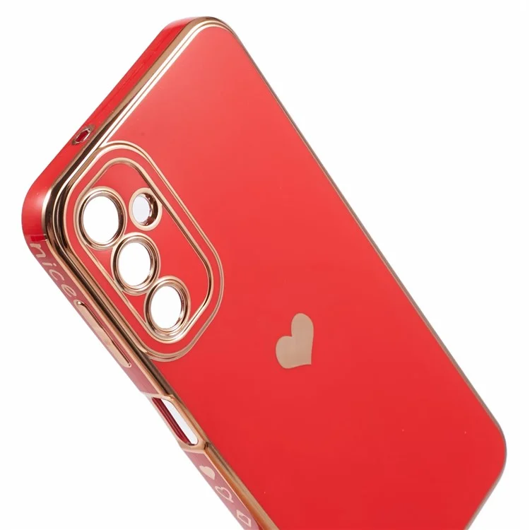 Für Samsung Galaxy A14 5G / A14 4G TPU-Hülle 6D-Elektroplattierung Herzliebe Slim Phone Cover - Rot