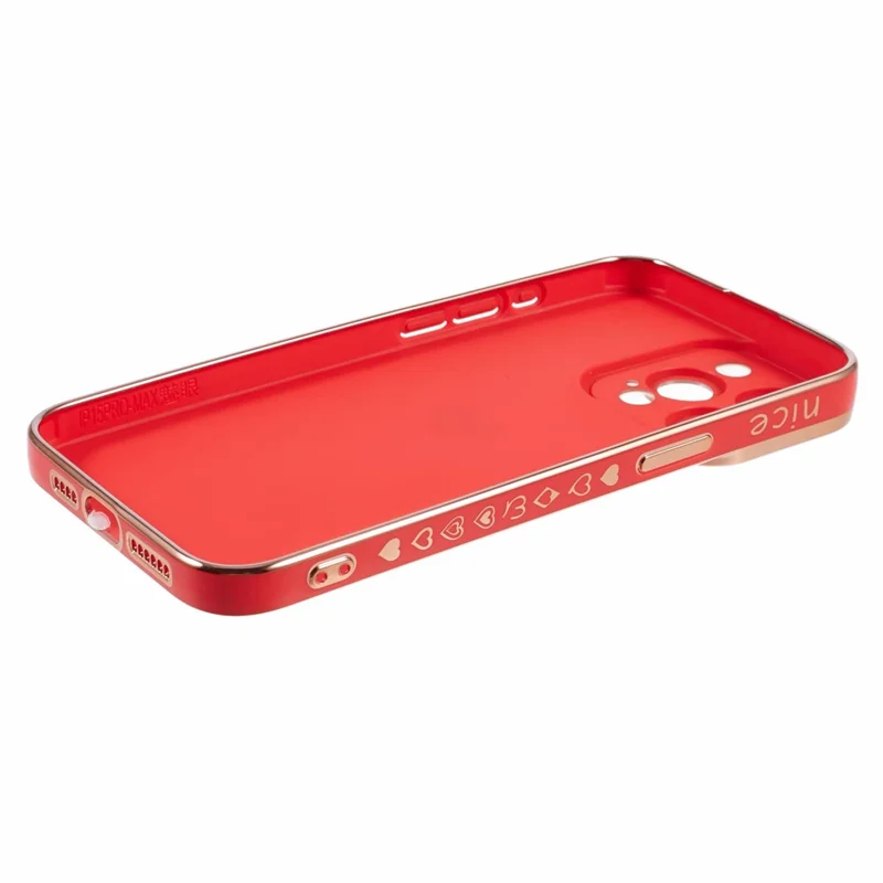 For iPhone 15 Pro Max Case 6D Electroplating Love Heart Anti-Drop TPU Phone Cover - Red