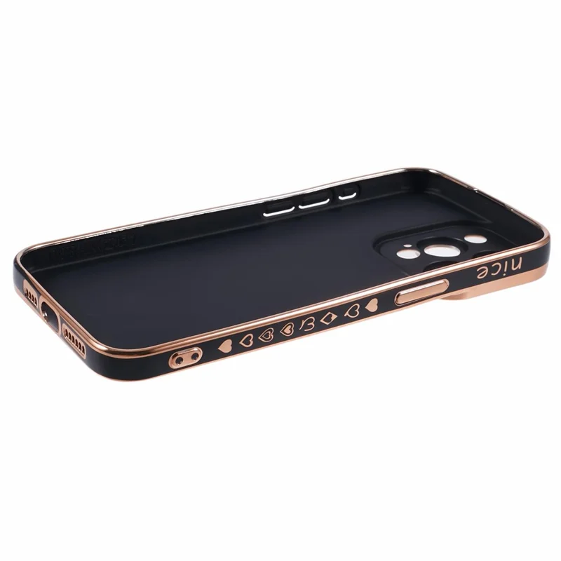 For iPhone 15 Pro Max Case 6D Electroplating Love Heart Anti-Drop TPU Phone Cover - Black