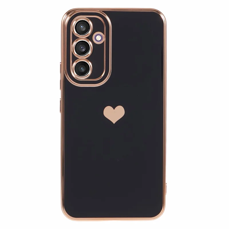 For Samsung Galaxy S23 FE Case 6D Electroplating Love Heart Shockproof TPU Phone Case - Black