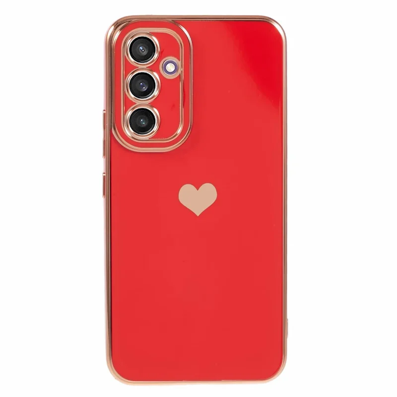 For Samsung Galaxy S24 Shockproof Case 6D Electroplating Love Heart TPU Phone Cover - Red