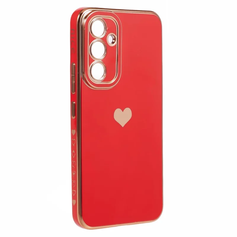 For Samsung Galaxy S24 Shockproof Case 6D Electroplating Love Heart TPU Phone Cover - Red