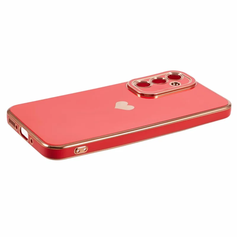 For Samsung Galaxy S24 Shockproof Case 6D Electroplating Love Heart TPU Phone Cover - Red