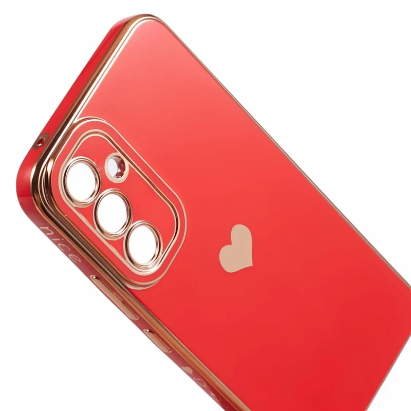 For Samsung Galaxy S24 Shockproof Case 6D Electroplating Love Heart TPU Phone Cover - Red