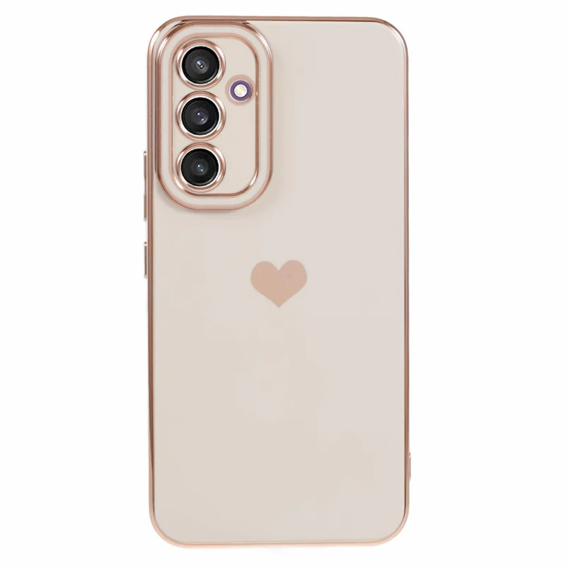 For Samsung Galaxy A54 5G Protective Case 6D Electroplating Love Heart TPU Phone Cover - White