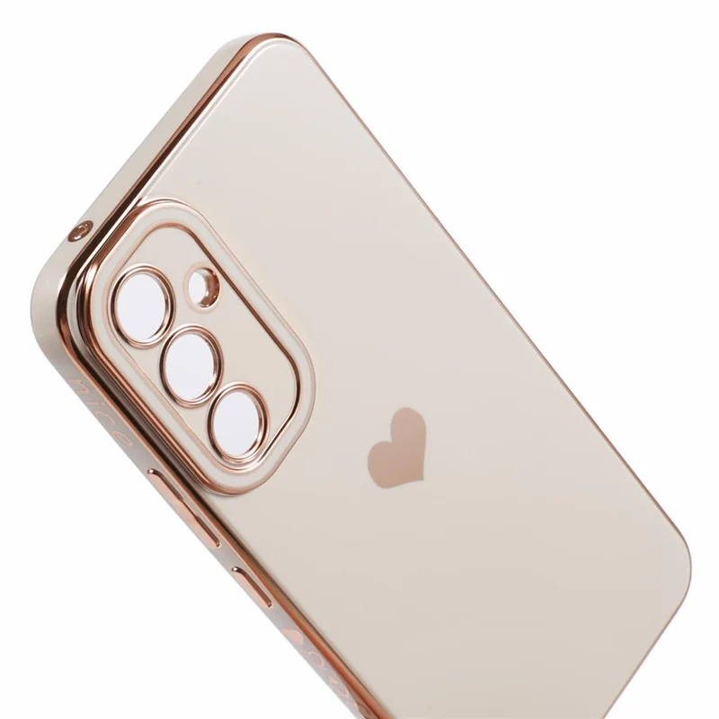 For Samsung Galaxy A54 5G Protective Case 6D Electroplating Love Heart TPU Phone Cover - White