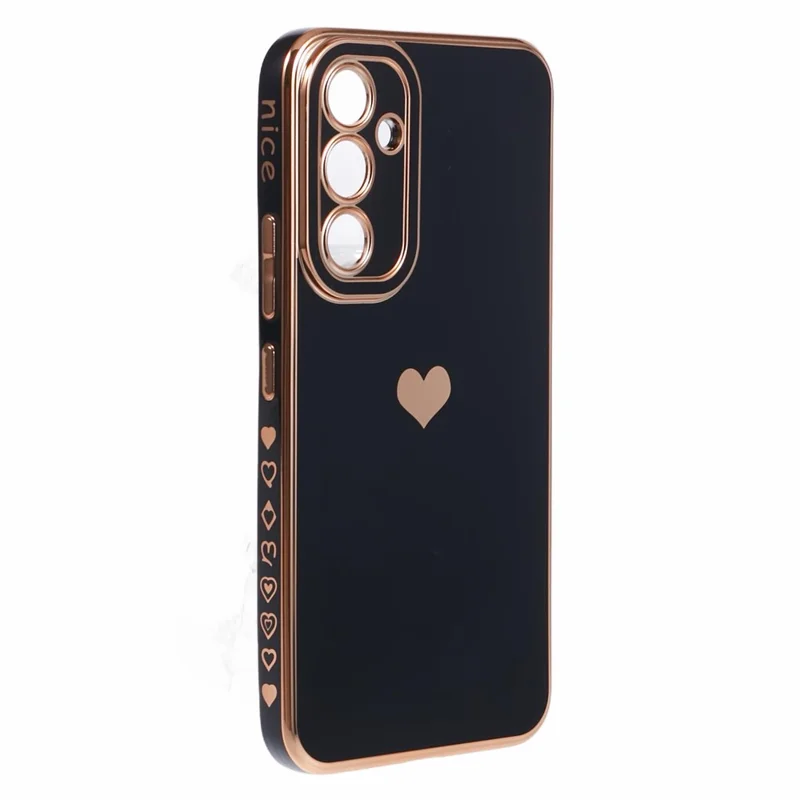 For Samsung Galaxy A54 5G Protective Case 6D Electroplating Love Heart TPU Phone Cover - Black
