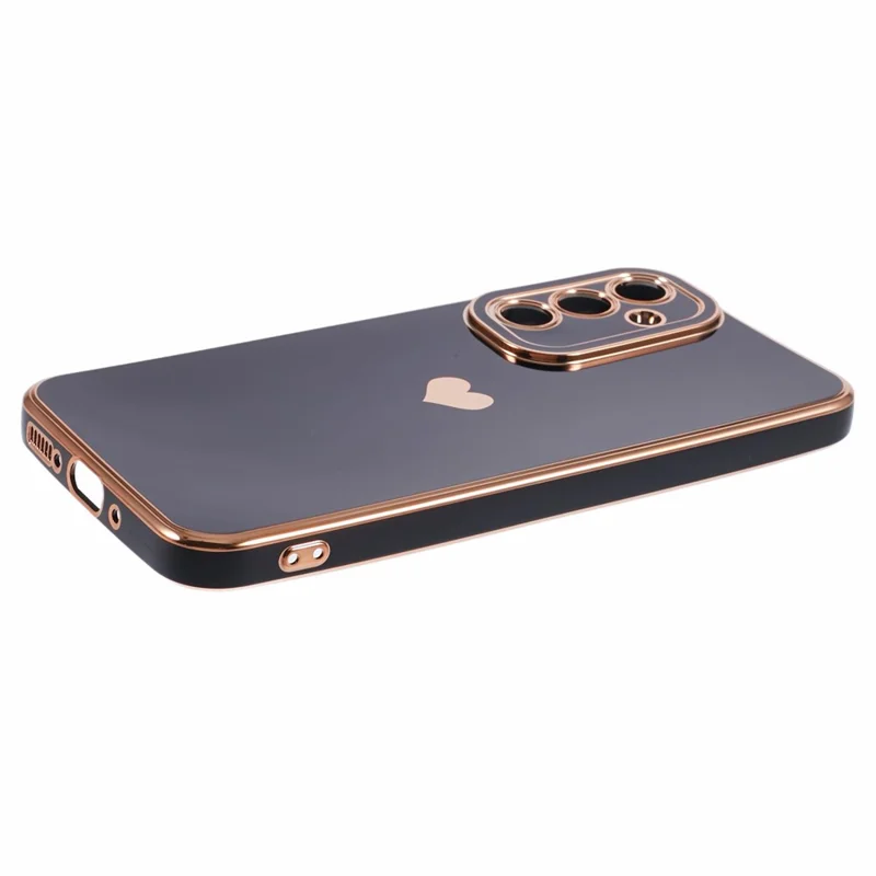 For Samsung Galaxy A54 5G Protective Case 6D Electroplating Love Heart TPU Phone Cover - Black