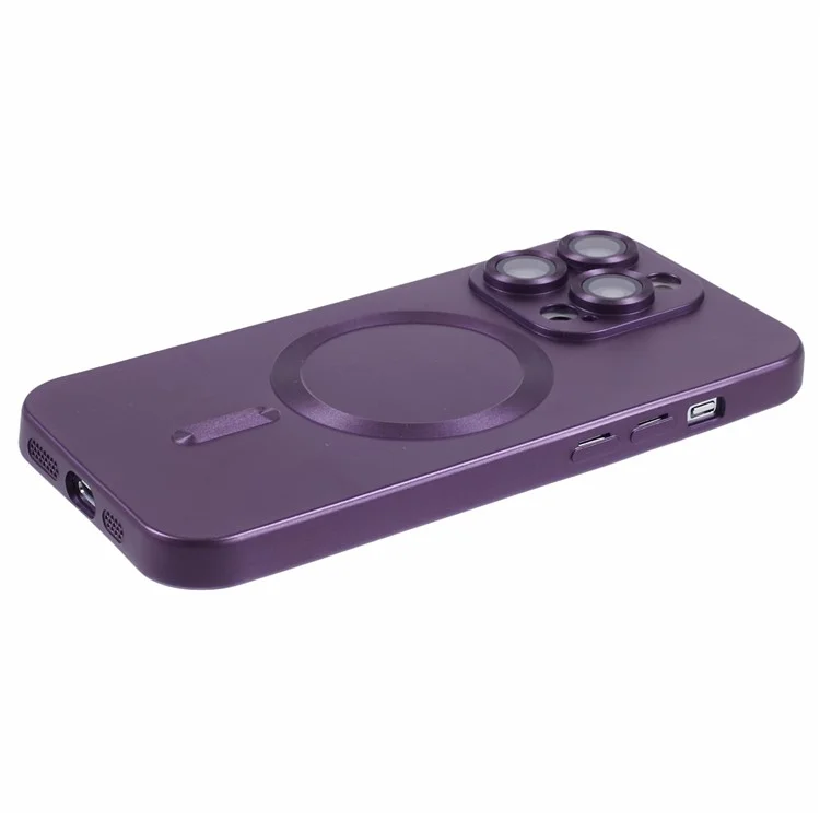 For iPhone 15 Pro TPU Cover Compatible with MagSafe Rubberized Phone Case with Lens Film - Dark Purple