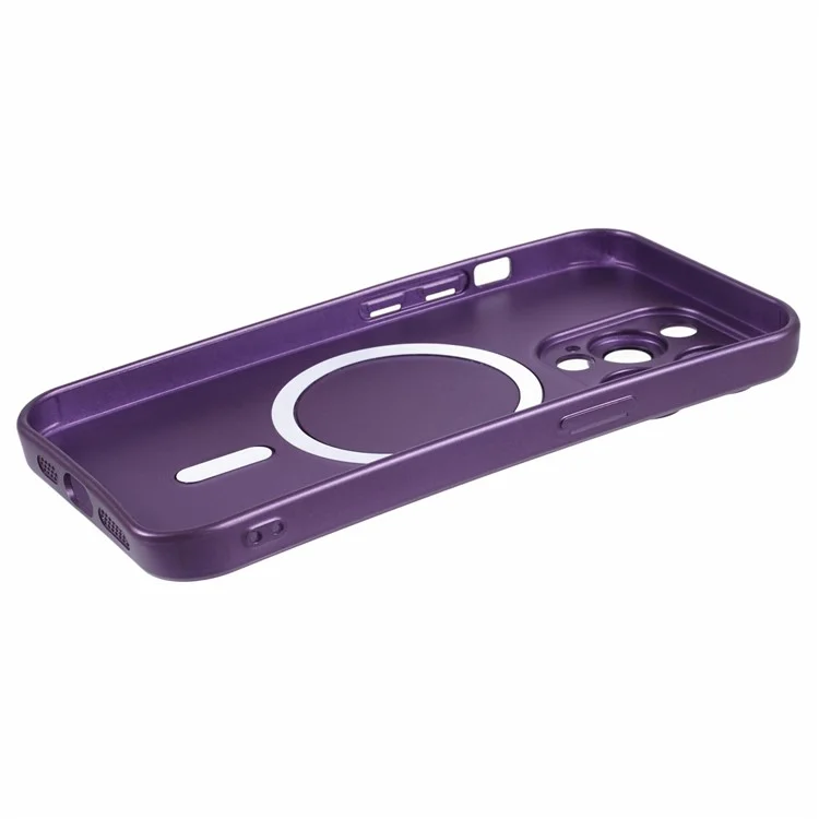 For iPhone 15 Pro TPU Cover Compatible with MagSafe Rubberized Phone Case with Lens Film - Dark Purple