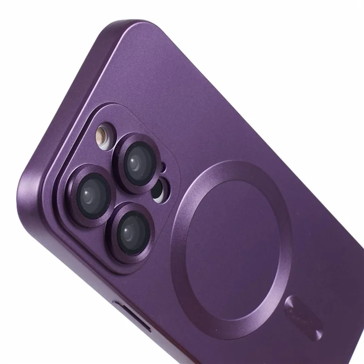 For iPhone 15 Pro TPU Cover Compatible with MagSafe Rubberized Phone Case with Lens Film - Dark Purple